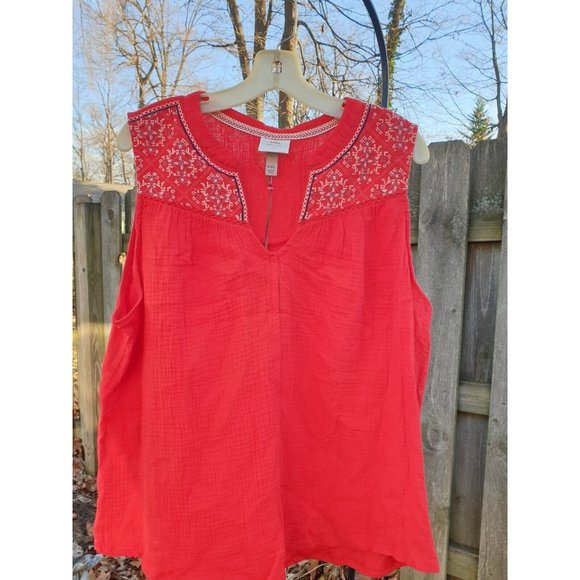 KNOX ROSE Women's Size XXL Top BOHO BLOUSE Shirt w/Embroidered Accents - Picture 6 of 7